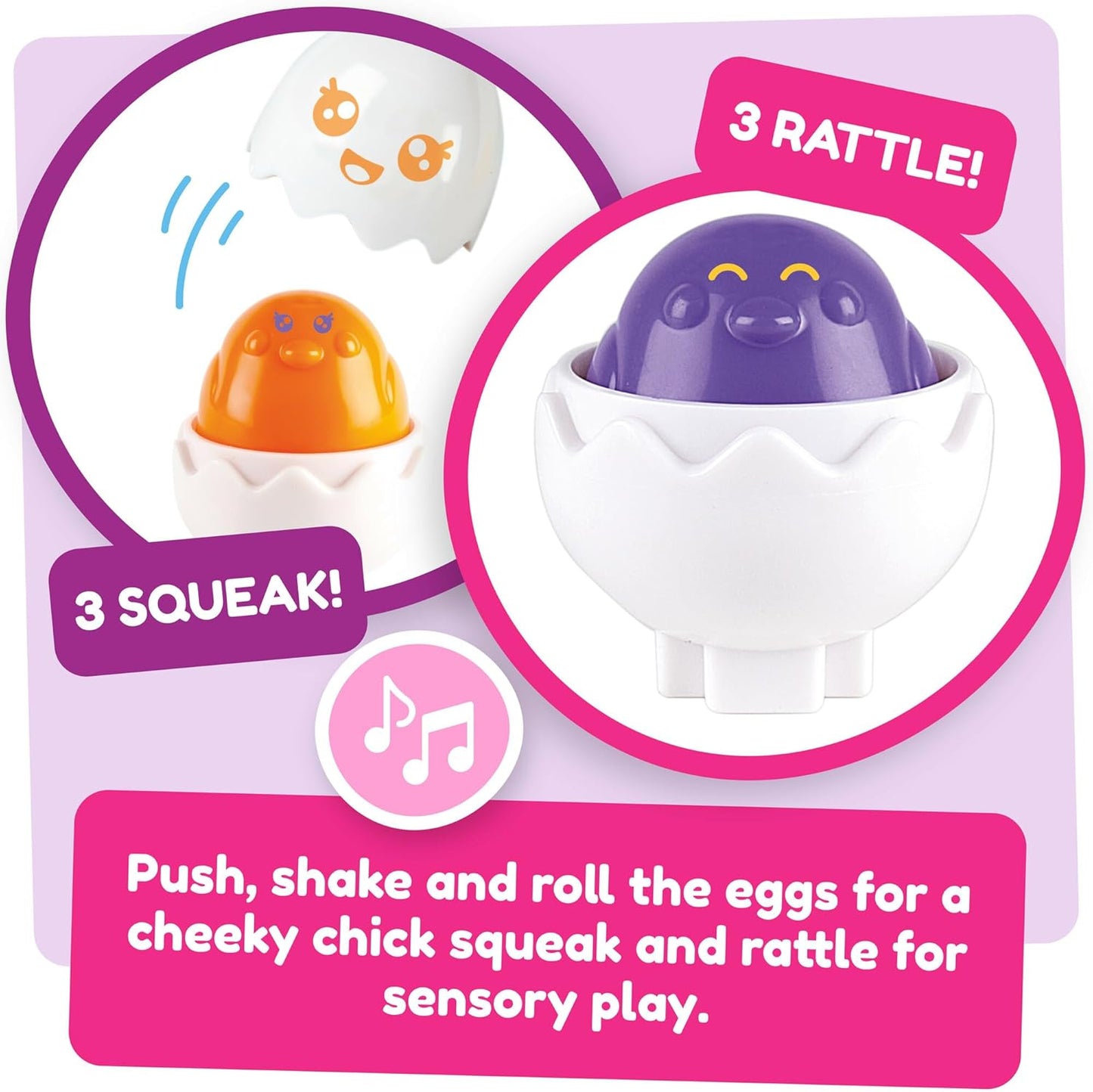 Hide & Squeak Eggs Baby Toy Set – Colour & Shape Sorting Sensory Toy with Squeak & Rattle Chicks – Educational Toy for Babies 6–36 Months
