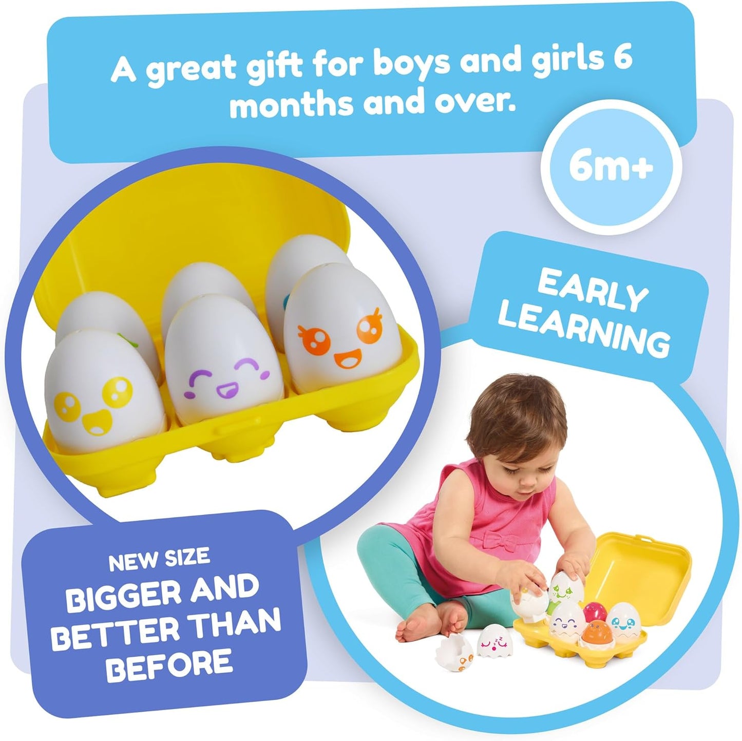 Hide & Squeak Eggs Baby Toy Set – Colour & Shape Sorting Sensory Toy with Squeak & Rattle Chicks – Educational Toy for Babies 6–36 Months