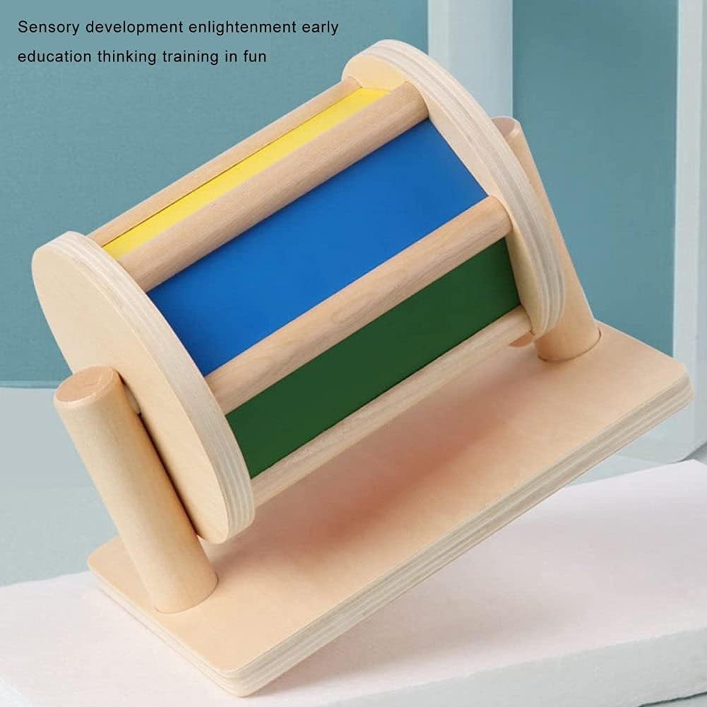Wooden Spinning Drum Baby Toy with Mirror – Rainbow Sensory Spinner for Early Development – Lightweight Toy for Babies 0–3 Years