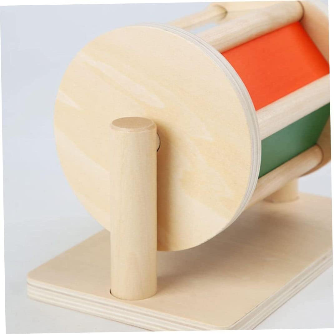 Wooden Spinning Drum Baby Toy with Mirror – Rainbow Sensory Spinner for Early Development – Lightweight Toy for Babies 0–3 Years