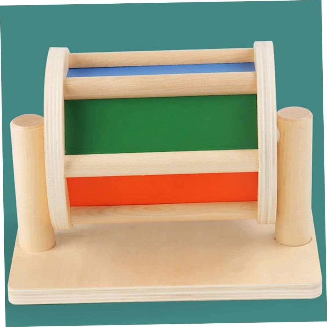 Wooden Spinning Drum Baby Toy with Mirror – Rainbow Sensory Spinner for Early Development – Lightweight Toy for Babies 0–3 Years
