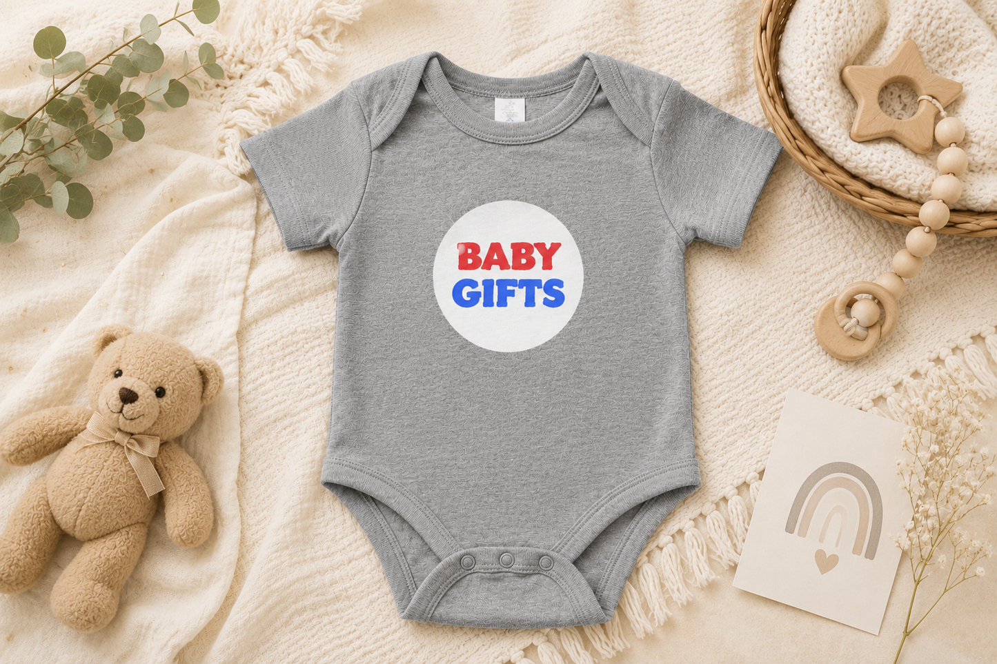 Baby Gifts Baby Bodysuit – Soft Cotton Short Sleeve Baby Onesie Grey